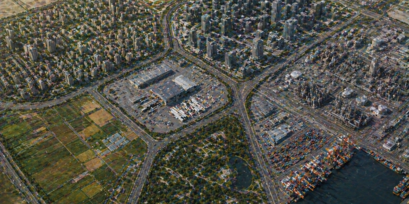 Aerial view of a dense urban and port area, representing the scale and complexity of the systems being analysed.
