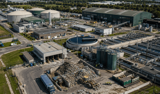 Aerial view of a multi-site infrastructure facility