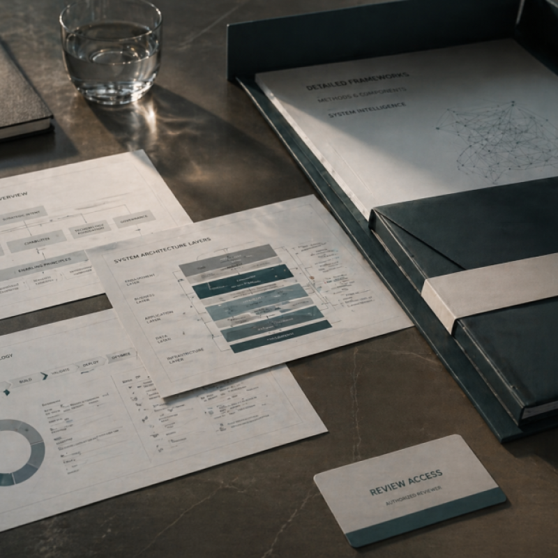 Strategy documents and notes laid out on a desk
